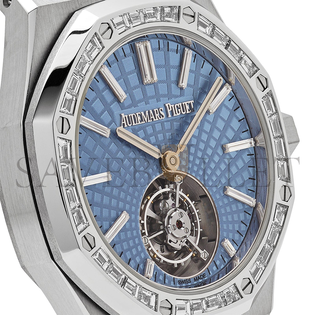 audemars P*g*et royal oak selfwinding flying tourbillon platinum light blue dial watch 26535pt.zz.1220pt.01